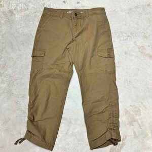 Eddie Bauer Womens Size 8 Cargo Capri Pants Brown Cotton Blend‎ Drawstring